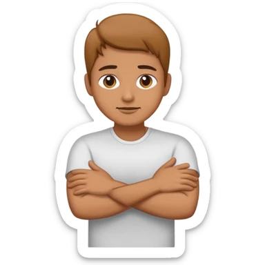 Make a person with their arms crossed and their hands holding the front of their r neck  sticker