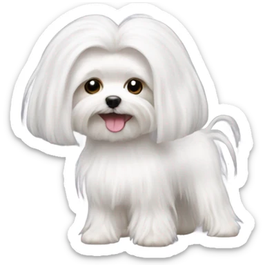 Make a white long haired Maltese doing ballet  sticker