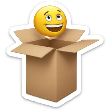 thinking outside the box, a happy box that hte top is open and it has hands  sticker