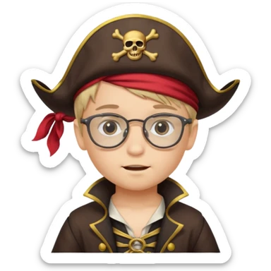 kid boy with pirate costume wearing glasses sticker