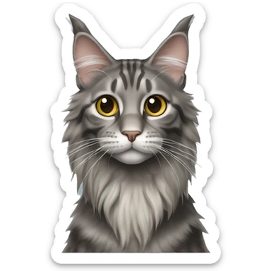 Maine coon cat tabby grey  sticker