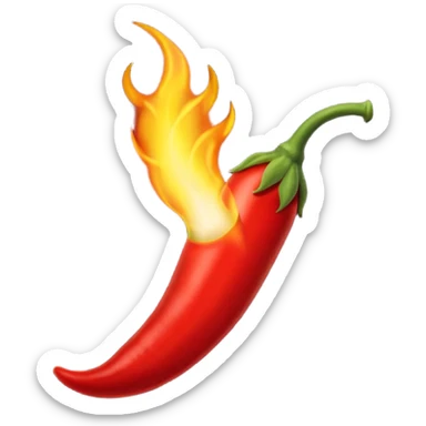 un piment rouge allongé avec une flamme sticker