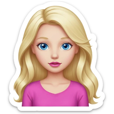 blonde girl blue eyes big pink lips bimbo pink top diva long hair  sticker