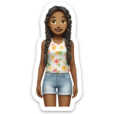 smiling girl in summer outfit sticker