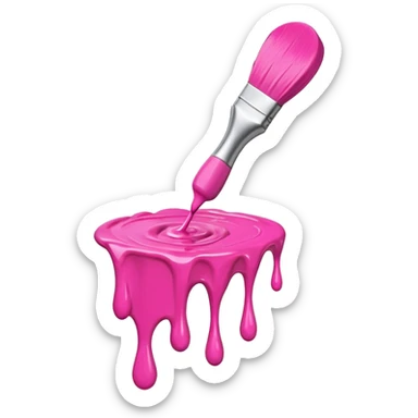 flying art brush dripping pink slop sticker