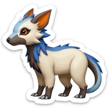 Dark dull blackish deep-Brown with Beige, Orange, And Blue Linoone-Absol-Trico-Hybrid (Full body) sticker