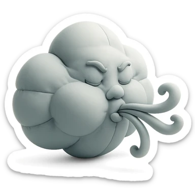 cloud blowing wind, soft plush cushion style sticker
