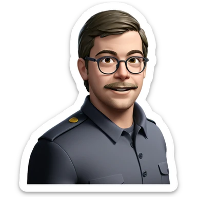 military boy with glasses sticker