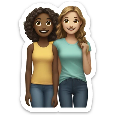 smiling girl with friends outdoors sticker