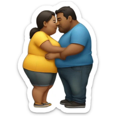 overweight couple kissing sticker