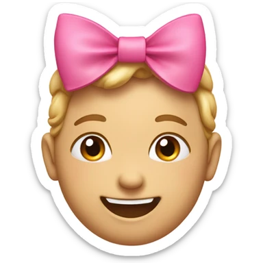 smily face with a pink bow  sticker