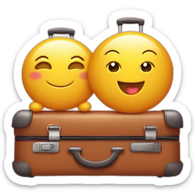 Two cute suitcases one small and one big smiling sticker