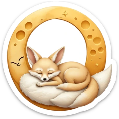 fennec sleeping on a moon sickle  sticker