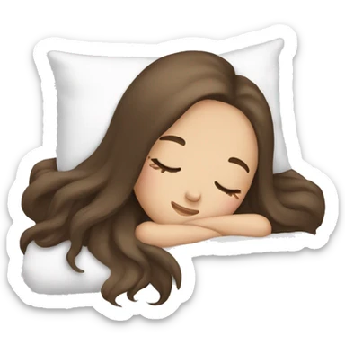 girl sleeping with long hair, brown hair, white skin sticker