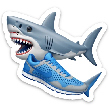 Shark with blue Nike shoes sticker
