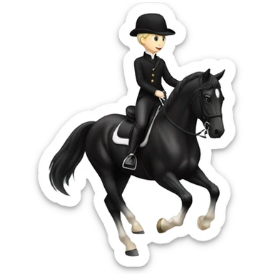 Boy riding black dressage horse sticker