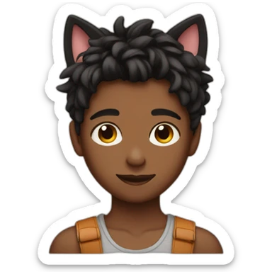 Boy with cat ears on his head and a cute crop top sticker