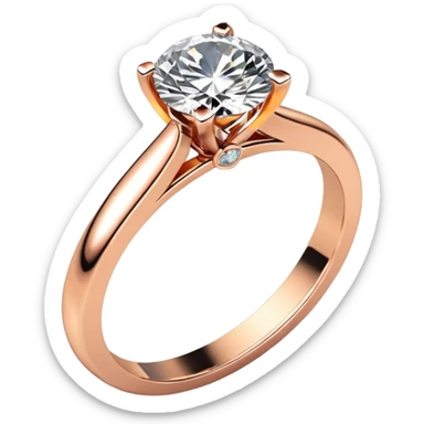 Rose gold engagement ring with round diamond sticker