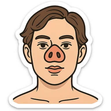 face with pink pig nose, digital illustration sticker
