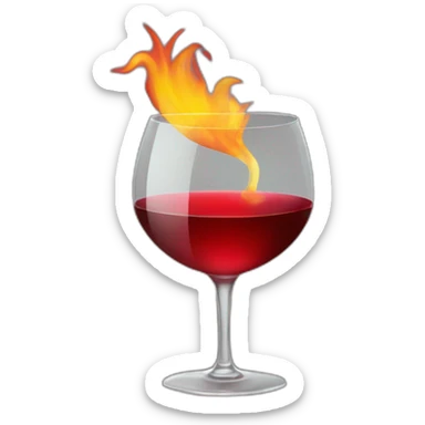 glass of wine on fire sticker