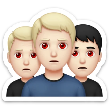 3 sleepless guys with red eyes sticker