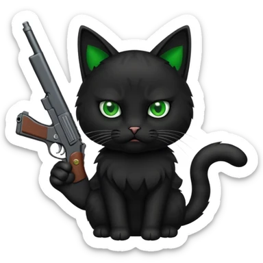 Upset cat with a gun sticker