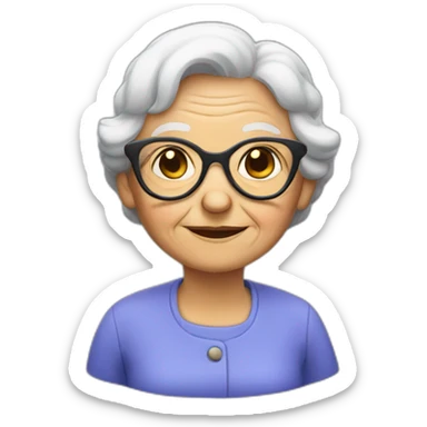 old lady with glasses sticker