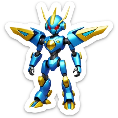 Shiny Futuristic Fakemon-Pokemon-Digimon-Spectrobes-Medabot-fusion, full body sticker