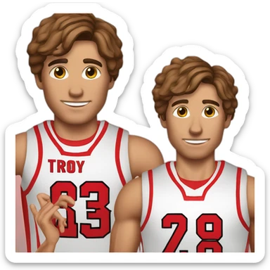 troy bolton in basketball shirt sticker
