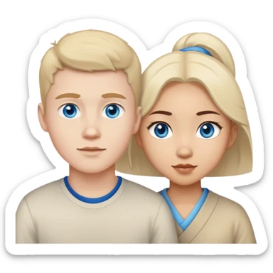 White boy with blue eyes and Asian girl  sticker