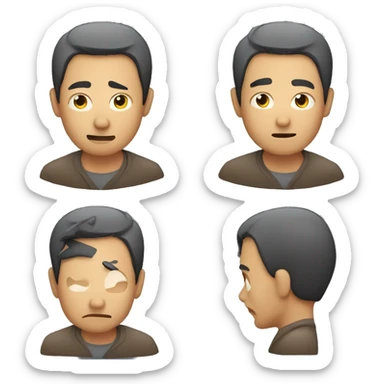 asian man thinking scratching chin sticker