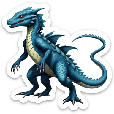 a dark gothic edgy reptilian croconaw-salandit-vernid-sergal-creature with splash patterns full body sticker