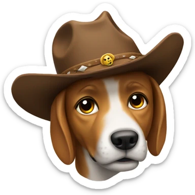 dog emoji with a cowboy hat sticker