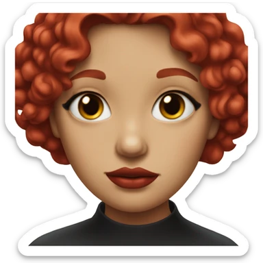 sophie xeon girl with red wavy hair cut and fever red lips sticker