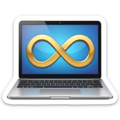 an infinity sign and a laptop with video sticker