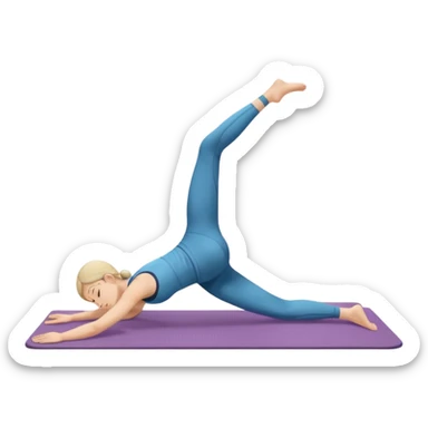 the feet are on the mat, the back is arched inward and the hands are stretched towards the legs sticker