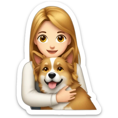 Girl hug Dog russian Siberian laika sticker