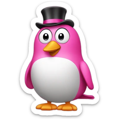 pink pingouin saluting sticker