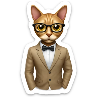 Mulatto hiphop confident business slim ghetto adult cat full body pfp with smart glasses and chill eyes sticker