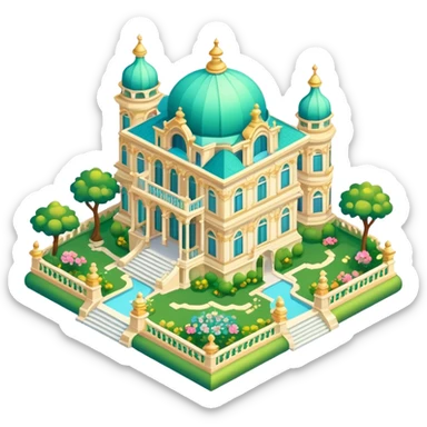 Isometric rococo palace with gardens sticker