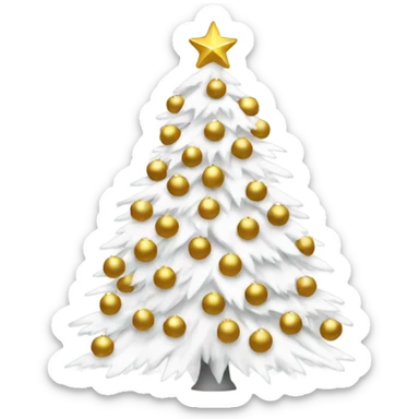 White christmas tree with golden balls aesthetic  sticker