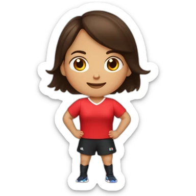 Une jeune fille brune habiller en rouge qui fait du handball sticker