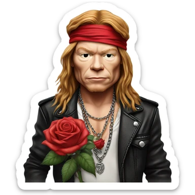 Axl Rose with a rose realistic sticker