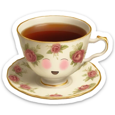 Tea in a vintage teacup sticker