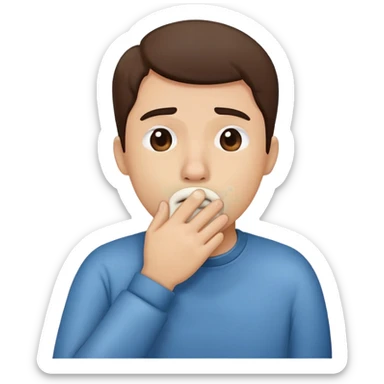 person covering their mouth with their hand while coughing, simple and expressive sticker