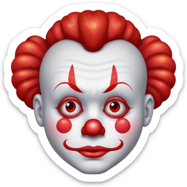 red glitter clown with the sad facial expression sticker