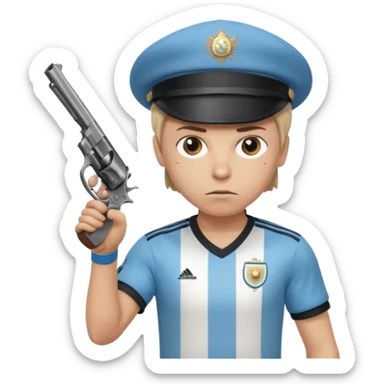 haz un turro con una biszera para atras y con un arma remera argentina pero arma de fuego que tenga un revolver solo que tenga una bicera para atras sticker