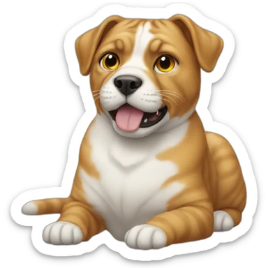 Cat sat on dog sticker