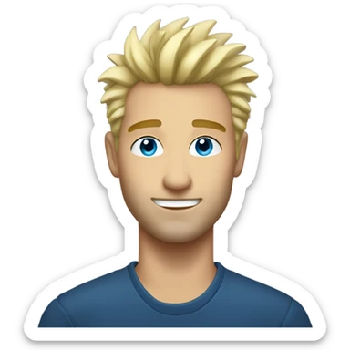 Handsome man, short spiked up hair, blonde hair, blue eyes sticker