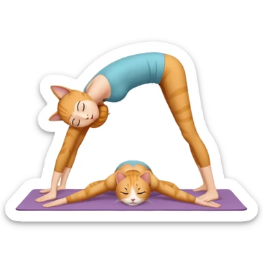 Cat girl doing downward facing dog yoga pose  sticker